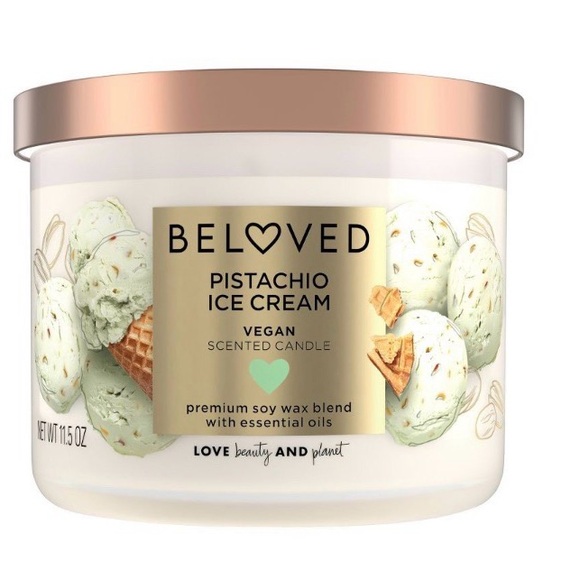 beloved Other - BELOVED NWT pistachio ice cream vegan scented 2 wick glass jar candle -11.5oz